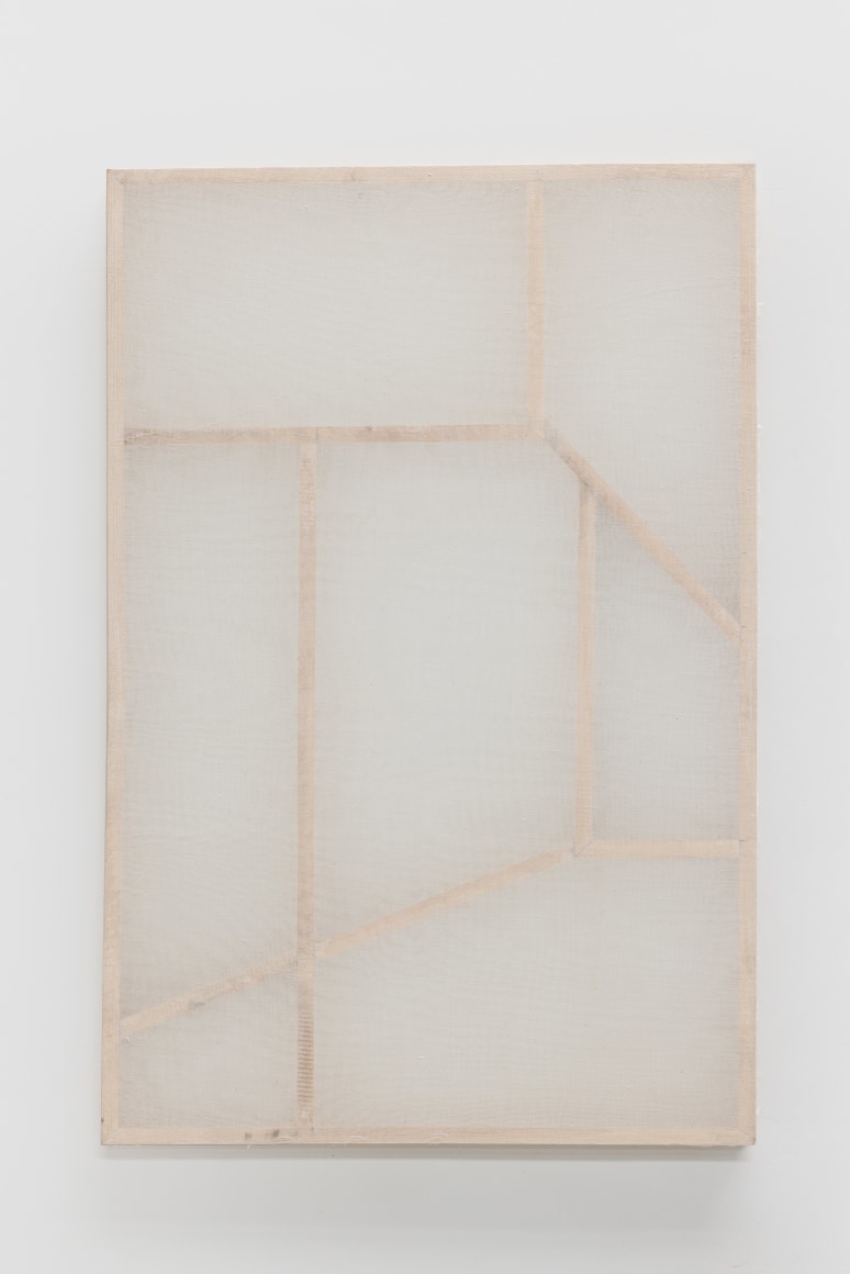 Afra Al Dhaheri, No. 13 (Spaces for improvisation), 2022, Cotton mesh on wood, 120 x 80 x 3.5 cm
