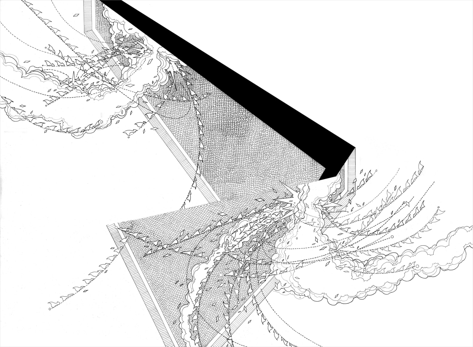 Seher Shah, Unit Object (bent), 2011, Graphite and gouache on paper, 76 x 56 cm