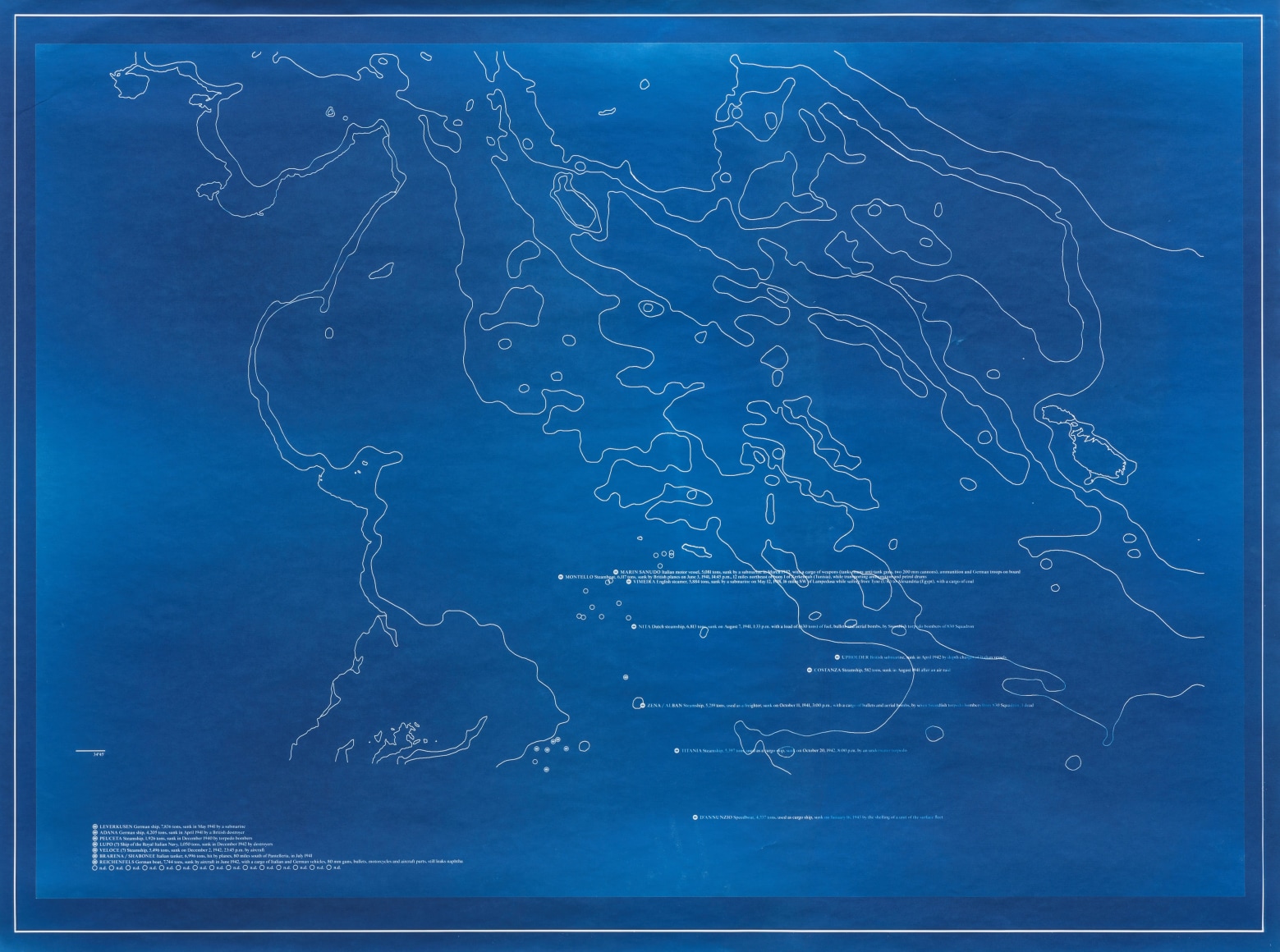 Rossella Biscotti, The Journey (Relics), 2016, Blueprint, 117 x 154.5 cm
