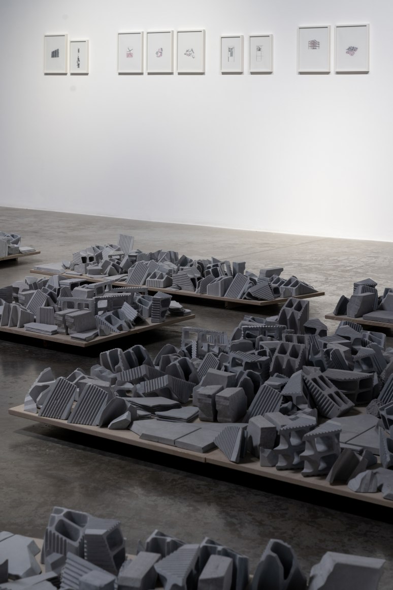Demolishing buildings, buying waste, Nazgol Ansarinia, Installation view at Green Art Gallery, Dubai, 2018