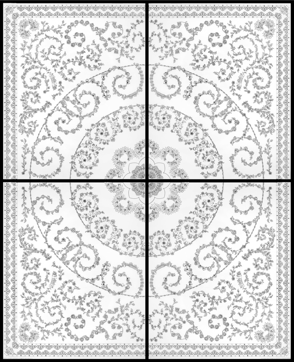 Nazgol Ansarinia, Untitled III, Patterns, 2009, Ink drawing &amp;amp; digital print on tracing paper, 88 x 109 cm (each panel)