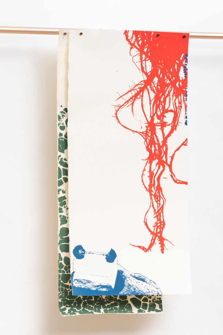 G&uuml;lşah Mursaloğlu, Dog Days in Retrospect_1, 2022, Silkscreen on hand-made paper, 32 x 65.5 cm