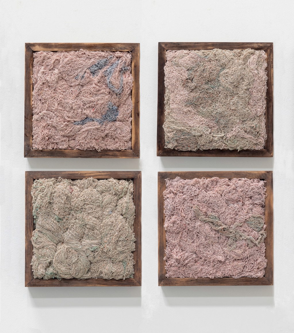 Afra Al Dhaheri, Timeframe, 2023, Dyed cotton rope and stained wood