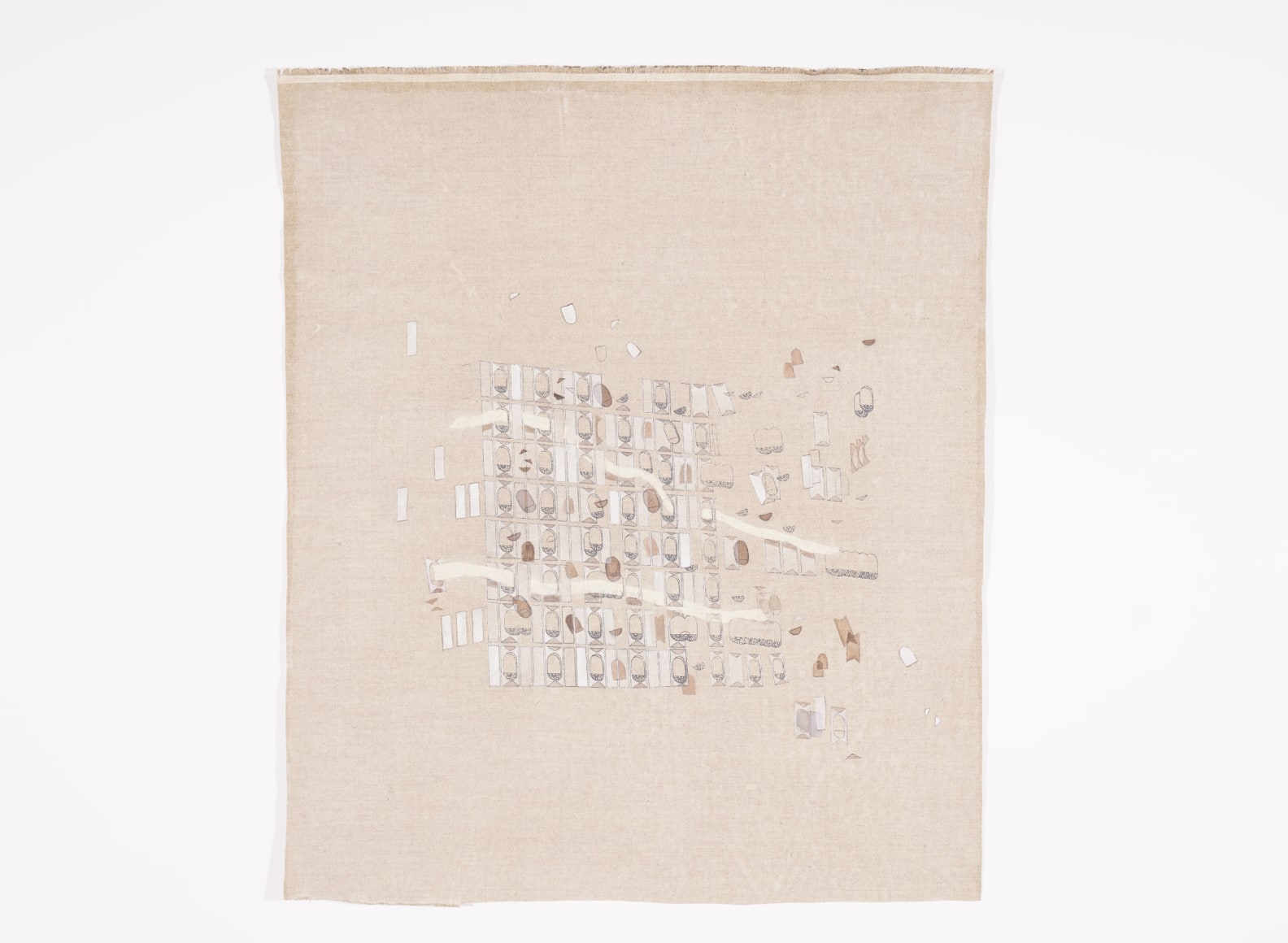 Asma Belhamar, Abu Dhabi Facade Observation #3 (Musaid Khalid Almansoori Bulding), 2023, Mixed media on canvas,&nbsp;70 x 60 cm