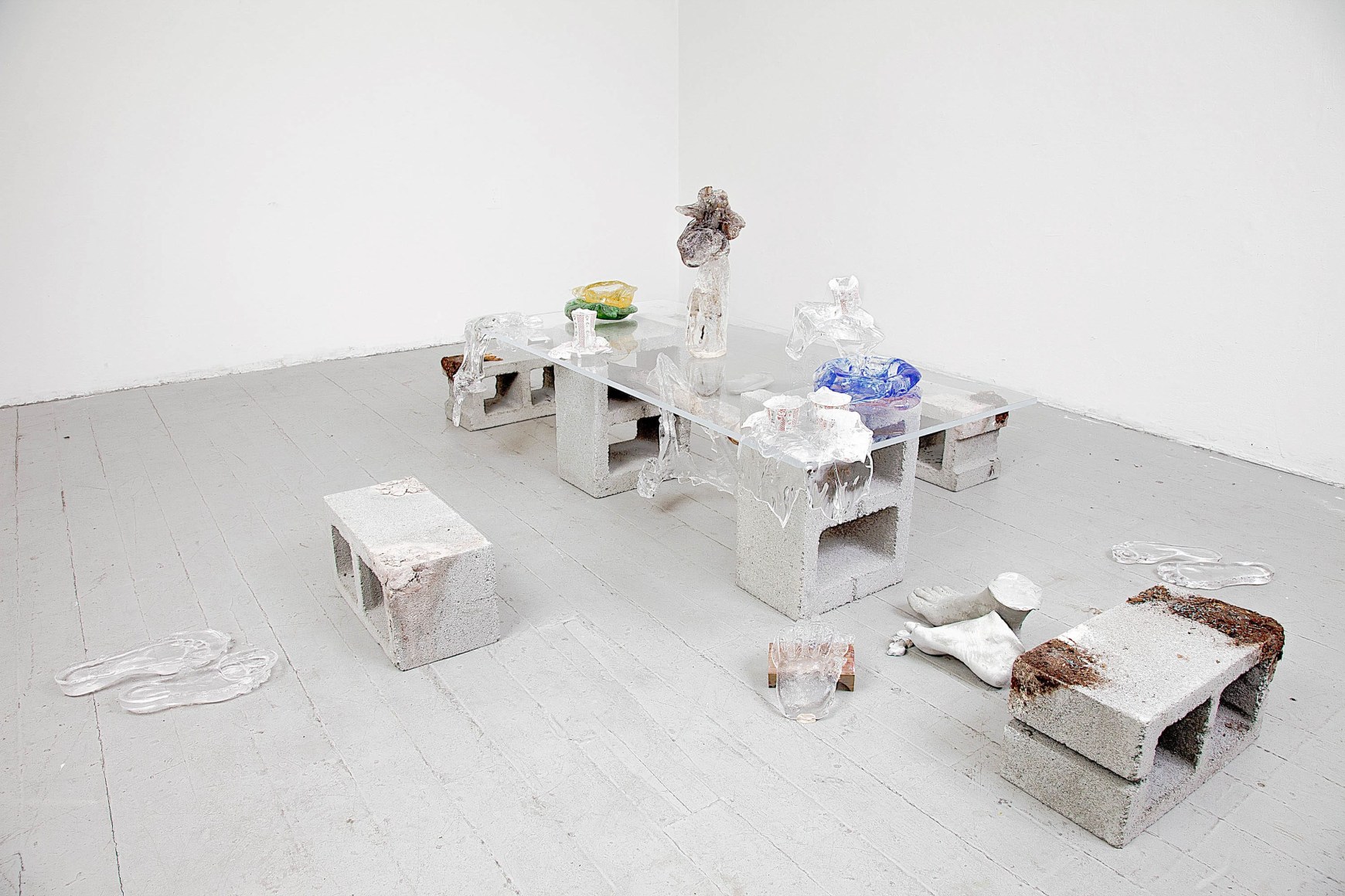 Afra Al Dhaheri, Dining East or West,&nbsp;2016, Glass, ceramic, cement, and cinderblocks