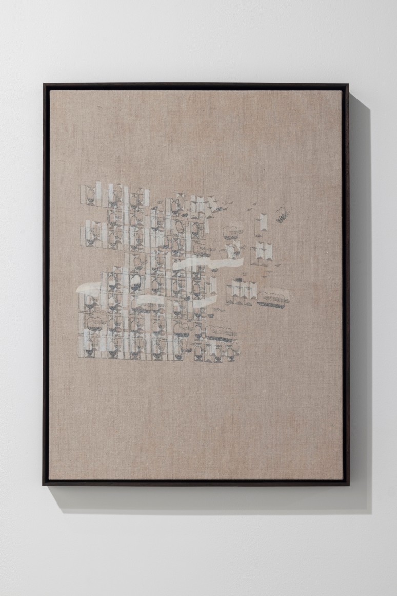 Asma Belhamar, Abu Dhabi Facade observation #4, Musaied Almansoori Building, 2023, Mixed media on canvas, 65 x 49 cm