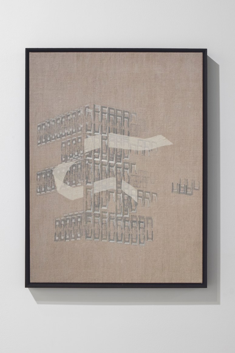 Asma Belhamar, Abu Dhabi Facade observation #6, Butti Al-otaiba Tower, 2023, Mixed media on canvas, 65 x 49 cm
