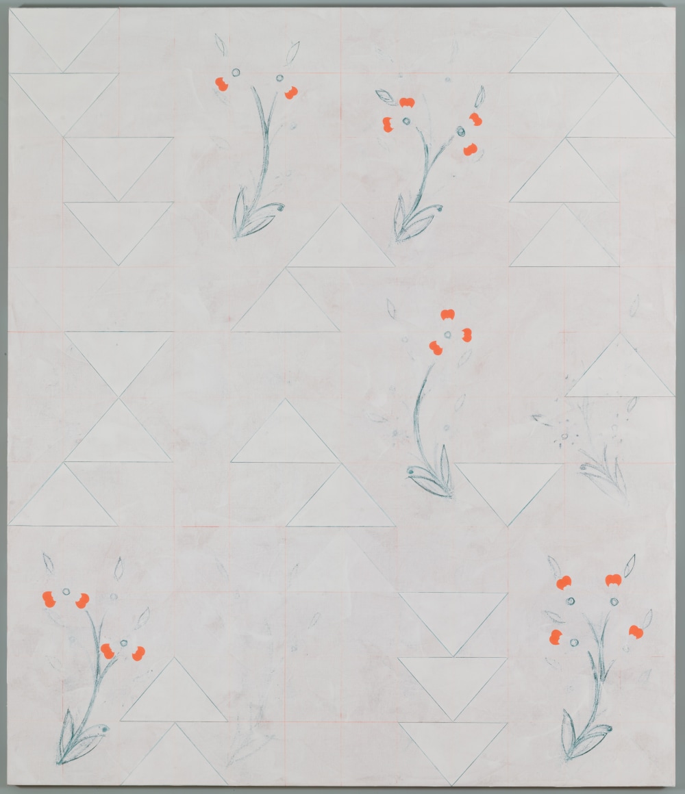 Kamrooz Aram, Ornament for Indifferent Architecture (3), 2017, Oil, wax, oil crayon and pencil on canvas, 213 x 182 cm