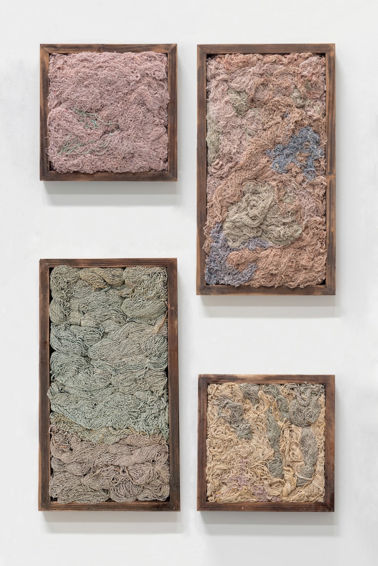 Afra Al Dhaheri, Timeframe, 2023, Dyed cotton rope and stained wood