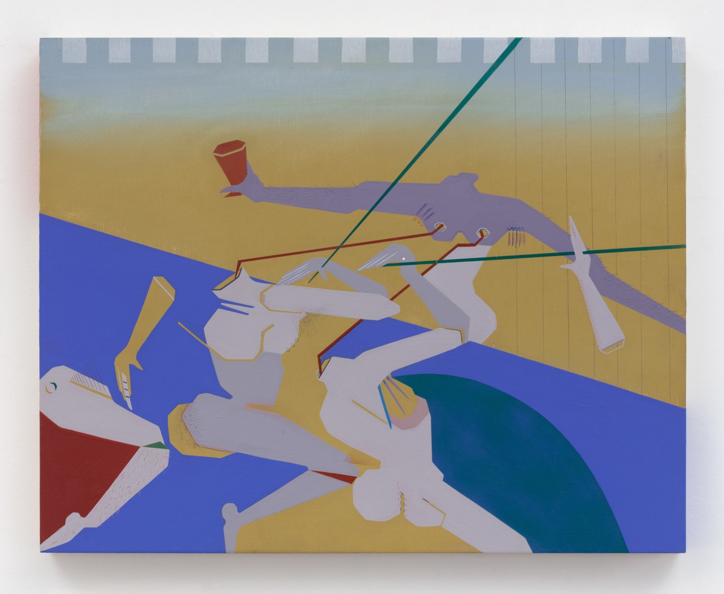 Maryam Hoseini, Sequences of Women With Long Tails (1), 2018, Acrylic, ink and pencil on wood panel, 51 x 40.5&nbsp;cm