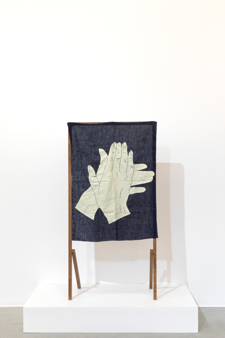 Ana Mazzei, Run Rabbit Run, My Hands, 2018, Beechwood and cambric linen, 144&nbsp;x 73&nbsp;x 38&nbsp;cm
