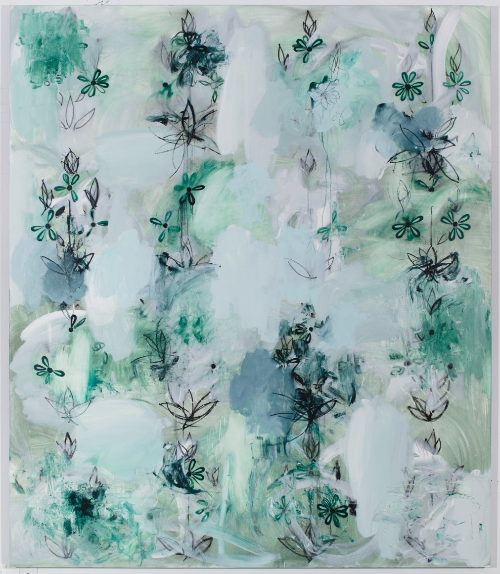 Kamrooz Aram, Untitled (Palimpsest 35), 2015, Oil and oil crayon on canvas, 213 x 183 cm