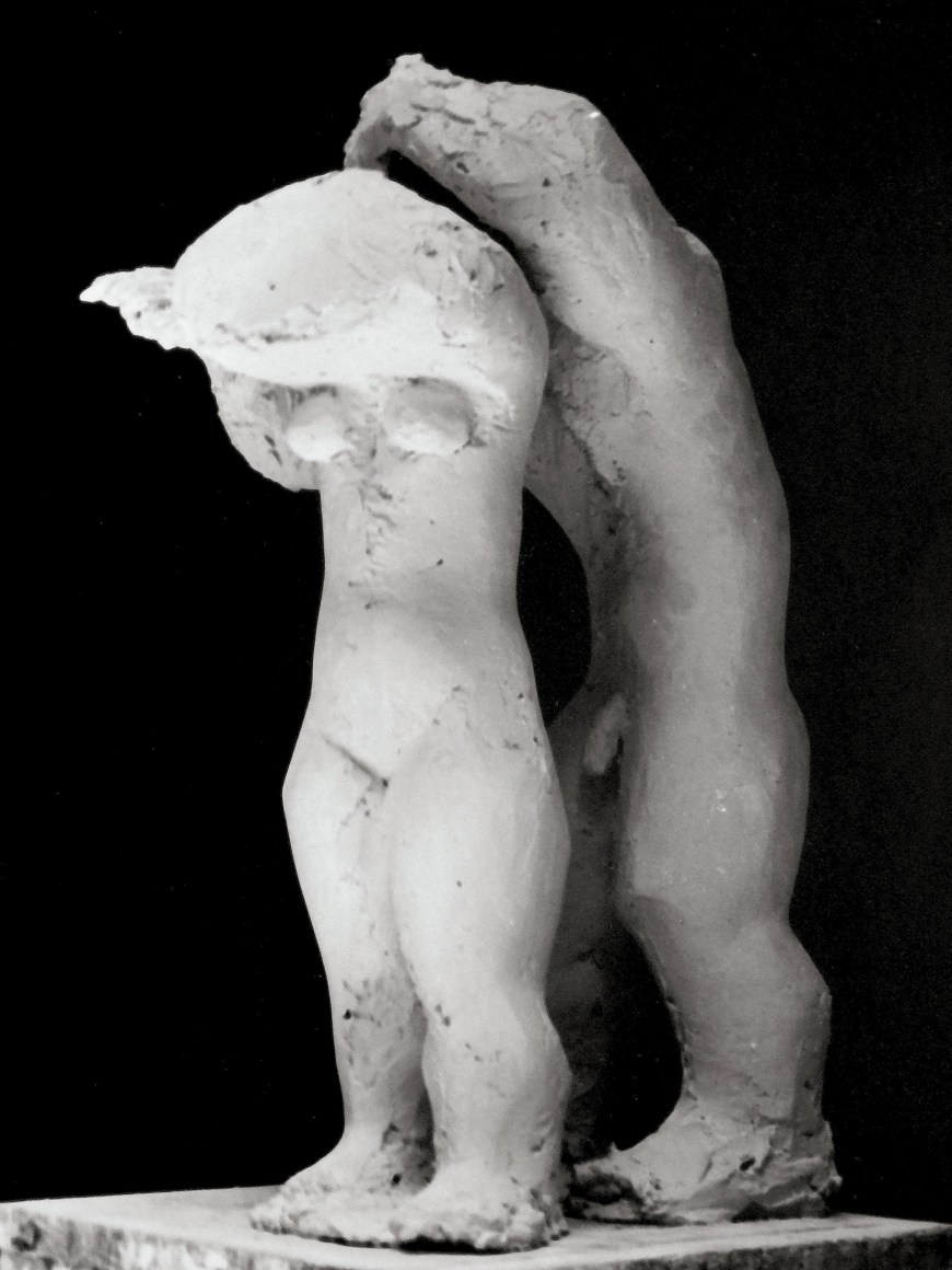 Chaouki Choukini,&nbsp;Couple, 1971, Plâstre/Plaster, 50 x 15 x 18 cm