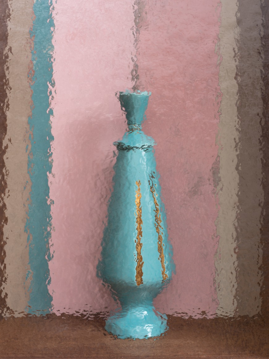 Kamrooz Aram, Domestic Composition (Homage to the Neon Virgin) (detail), 2025