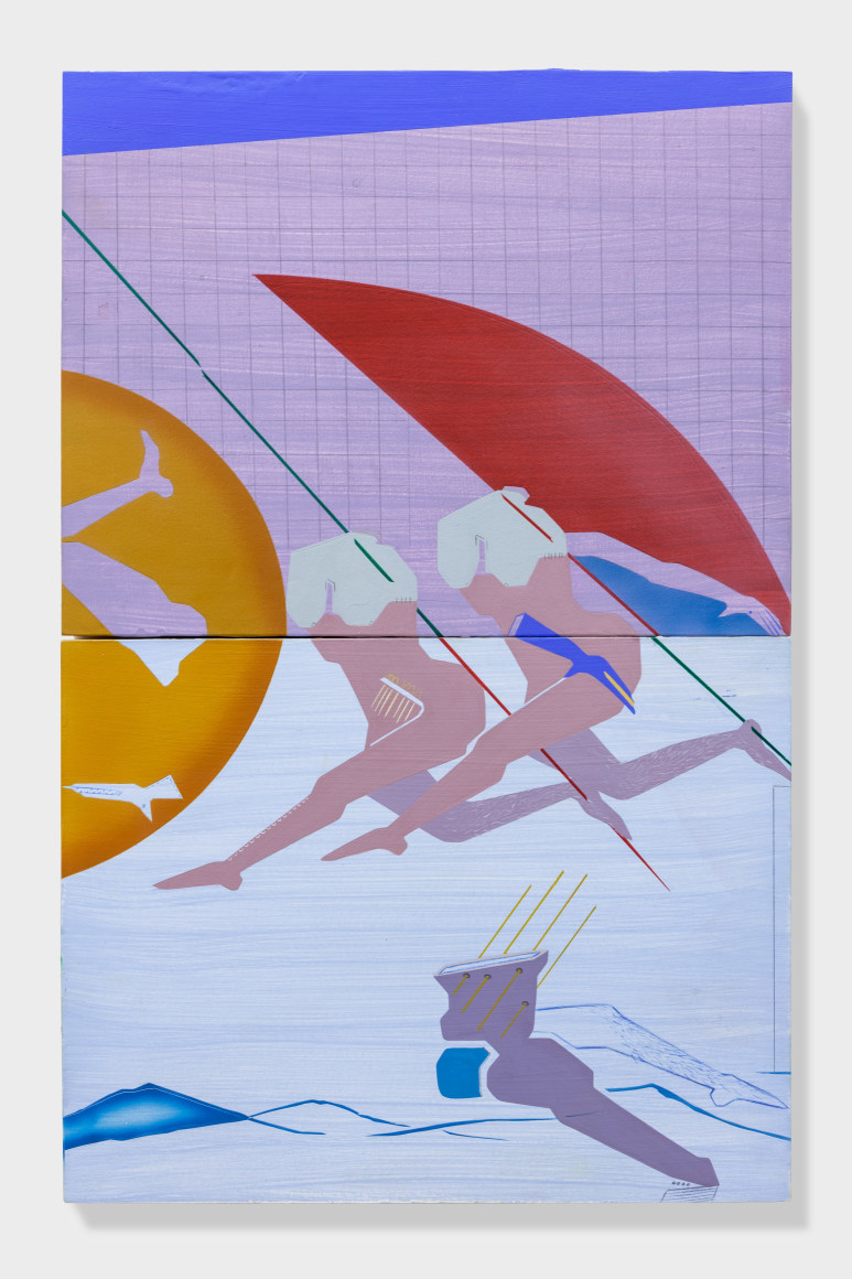 Maryam Hoseini, Sequences of Women With Long Tails (5), 2018, Acrylic, ink and pencil on wood panel