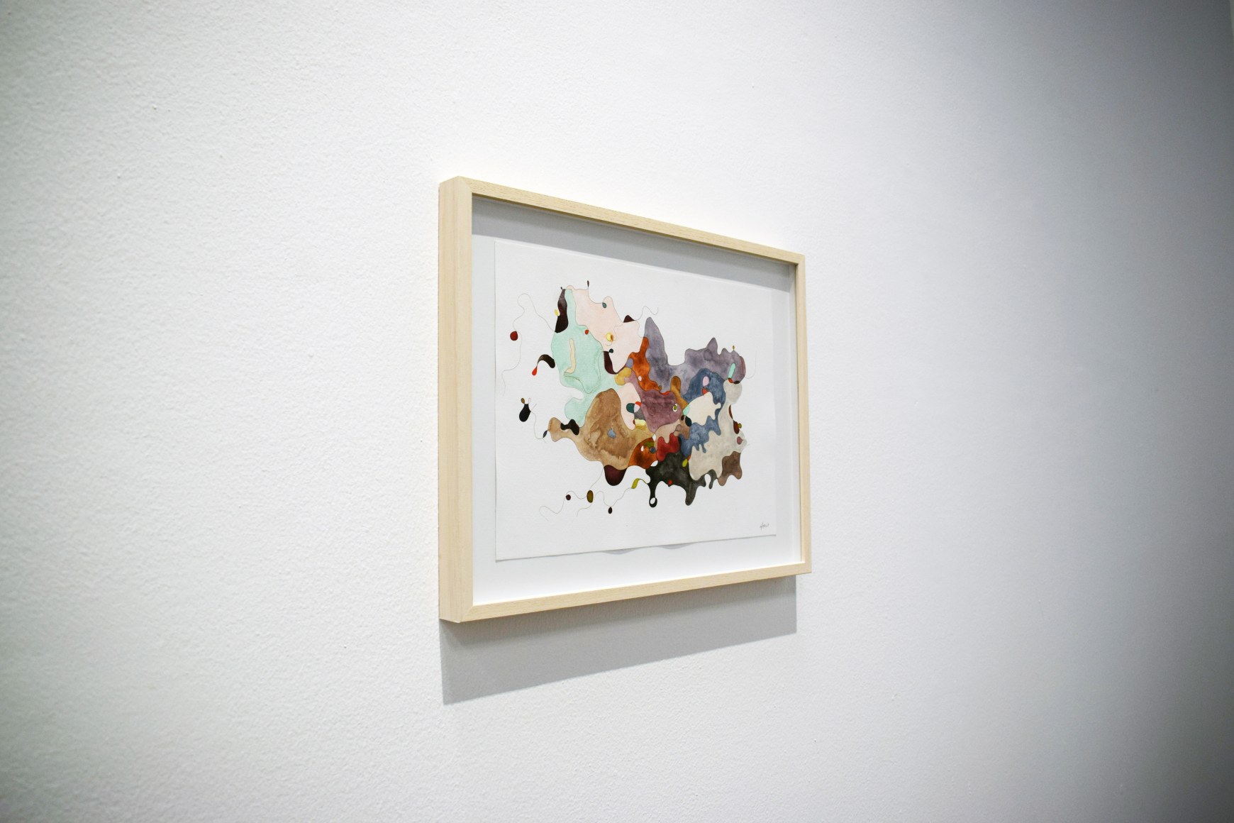 Afra Al Dhaheri, St. Ives Hair Drawing 4, 2019, Hair and watercolor on paper, 26 x 36 cm