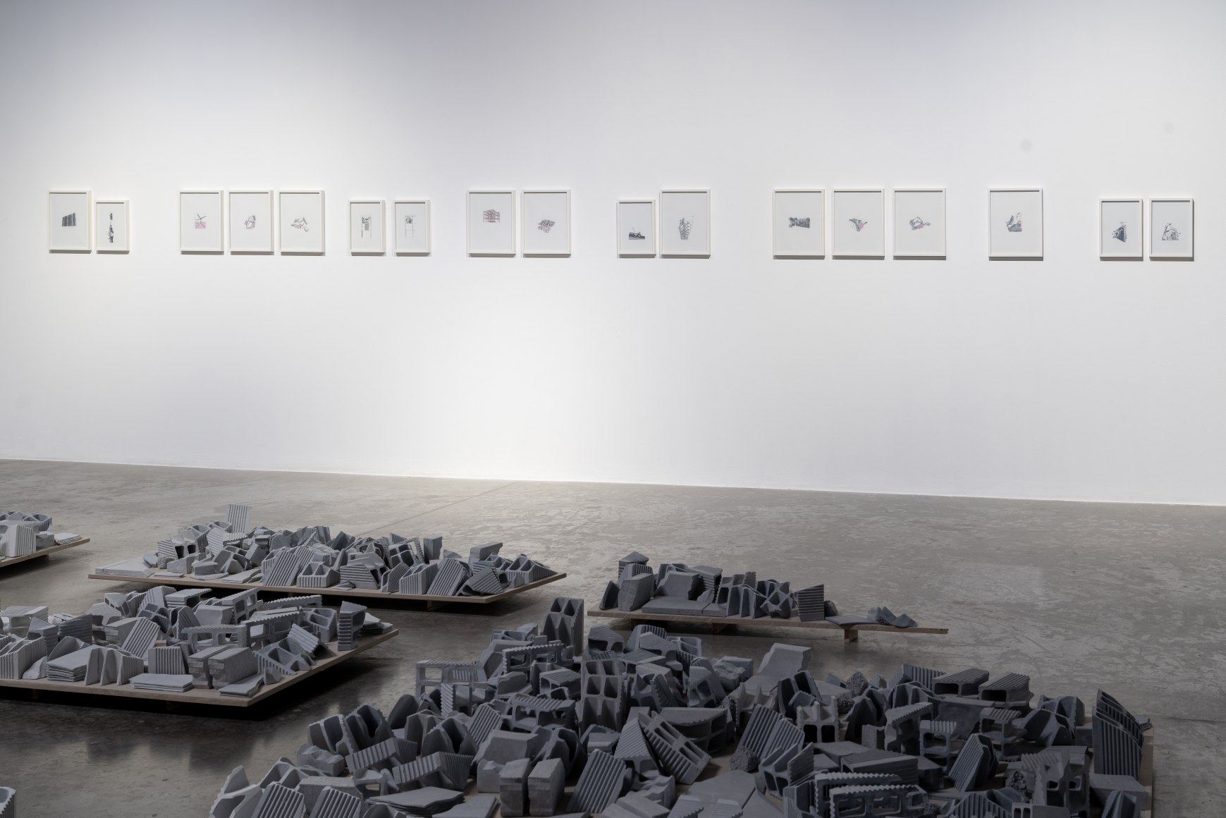 Demolishing buildings, buying waste, Nazgol Ansarinia, Installation view at Green Art Gallery, Dubai, 2018
