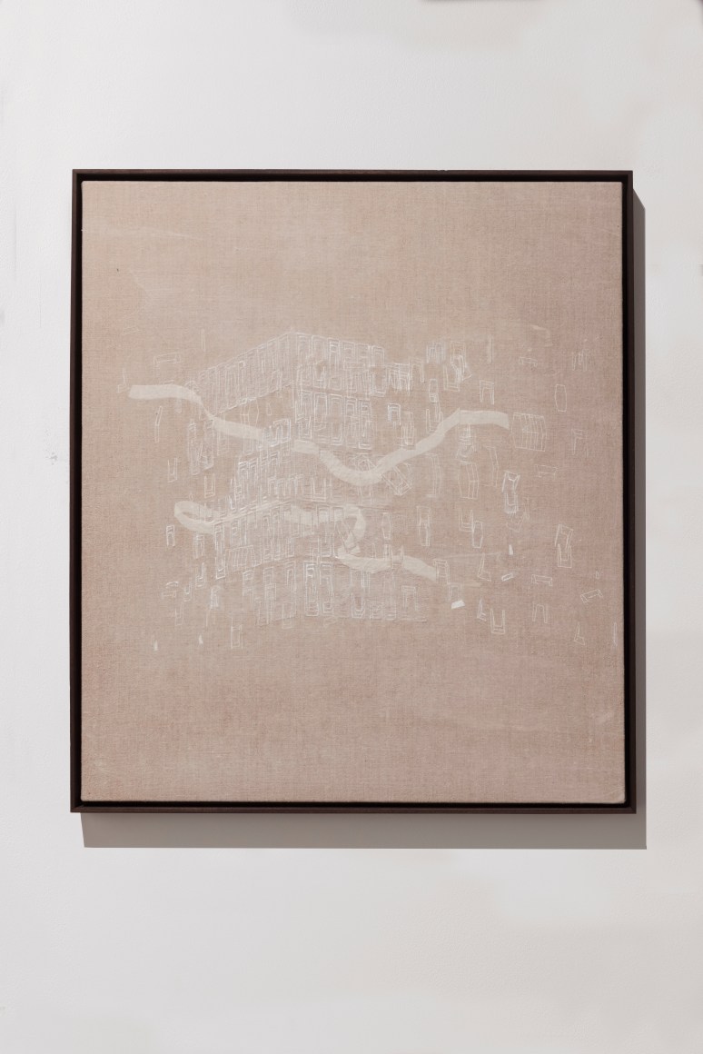 Asma Belhamar, Tracing visions from the Periphery#2, Butti Al-otaiba Tower, 2023, Mixed media on canvas, 65 x 57 cm