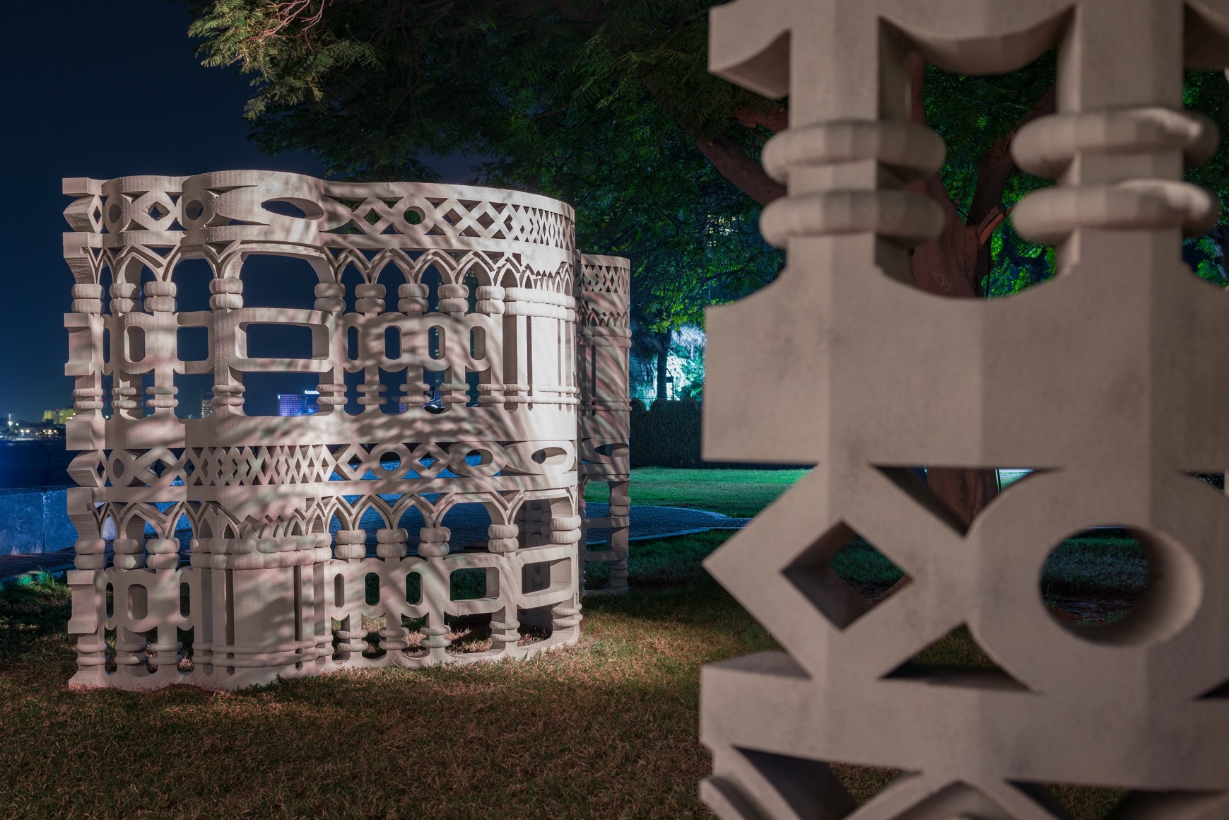 Asma Belhamar, Chasing the Dance of Alfay, 2023, Installation view Public Art Abu Dhabi, Abu Dhabi, UAE