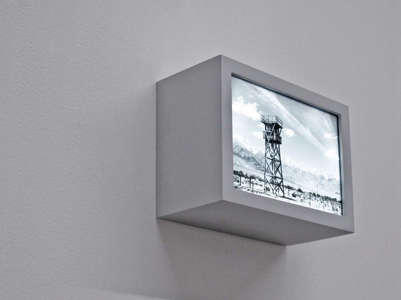 Seher Shah, Hinterland Structures: Observation Tower, 2011, Duratran in wood light box, 13 x 18 x 8 cm