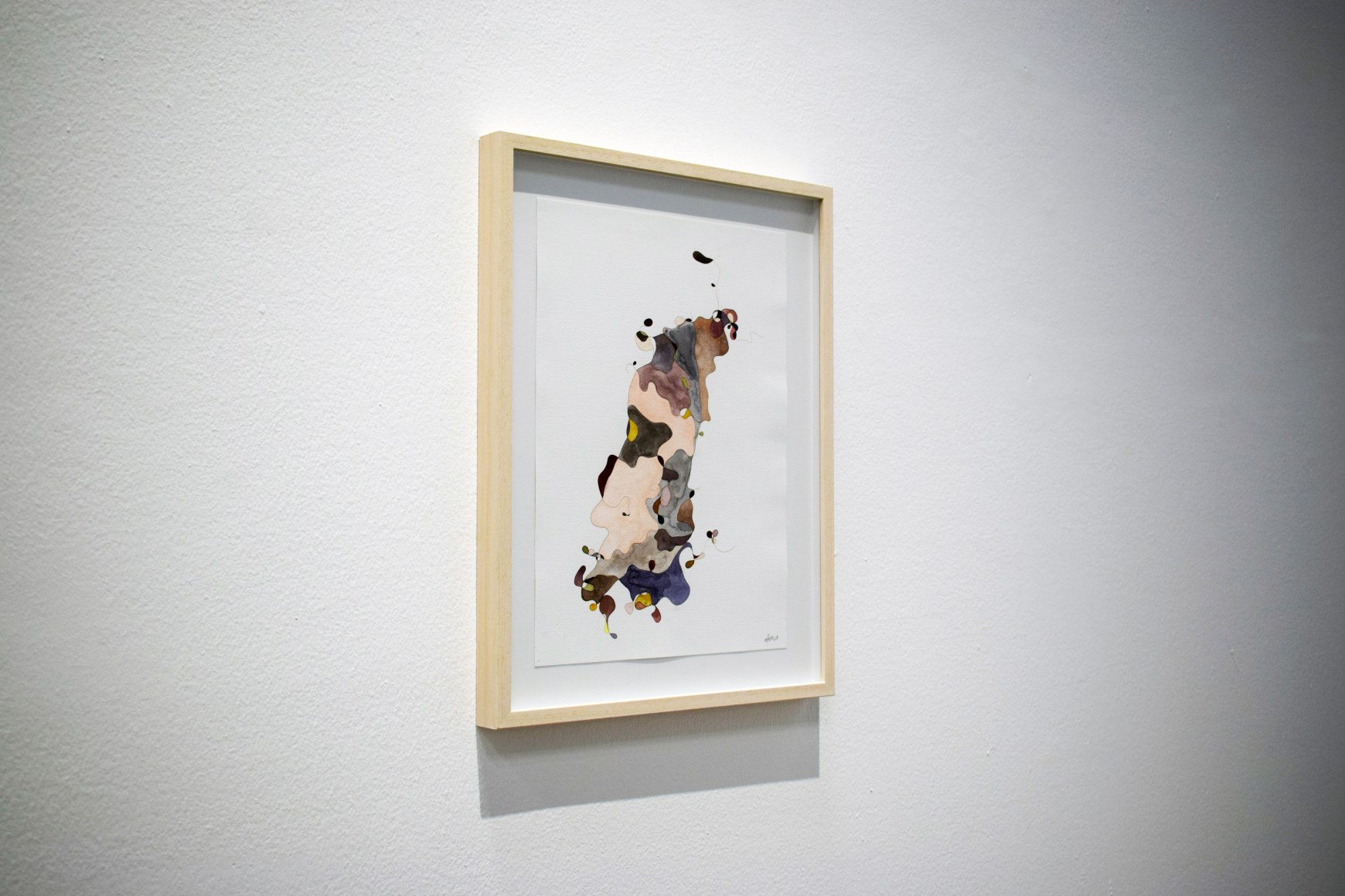 Afra Al Dhaheri, St. Ives Hair Drawing 3, 2019, Hair and watercolor on paper, 26 x 36 cm