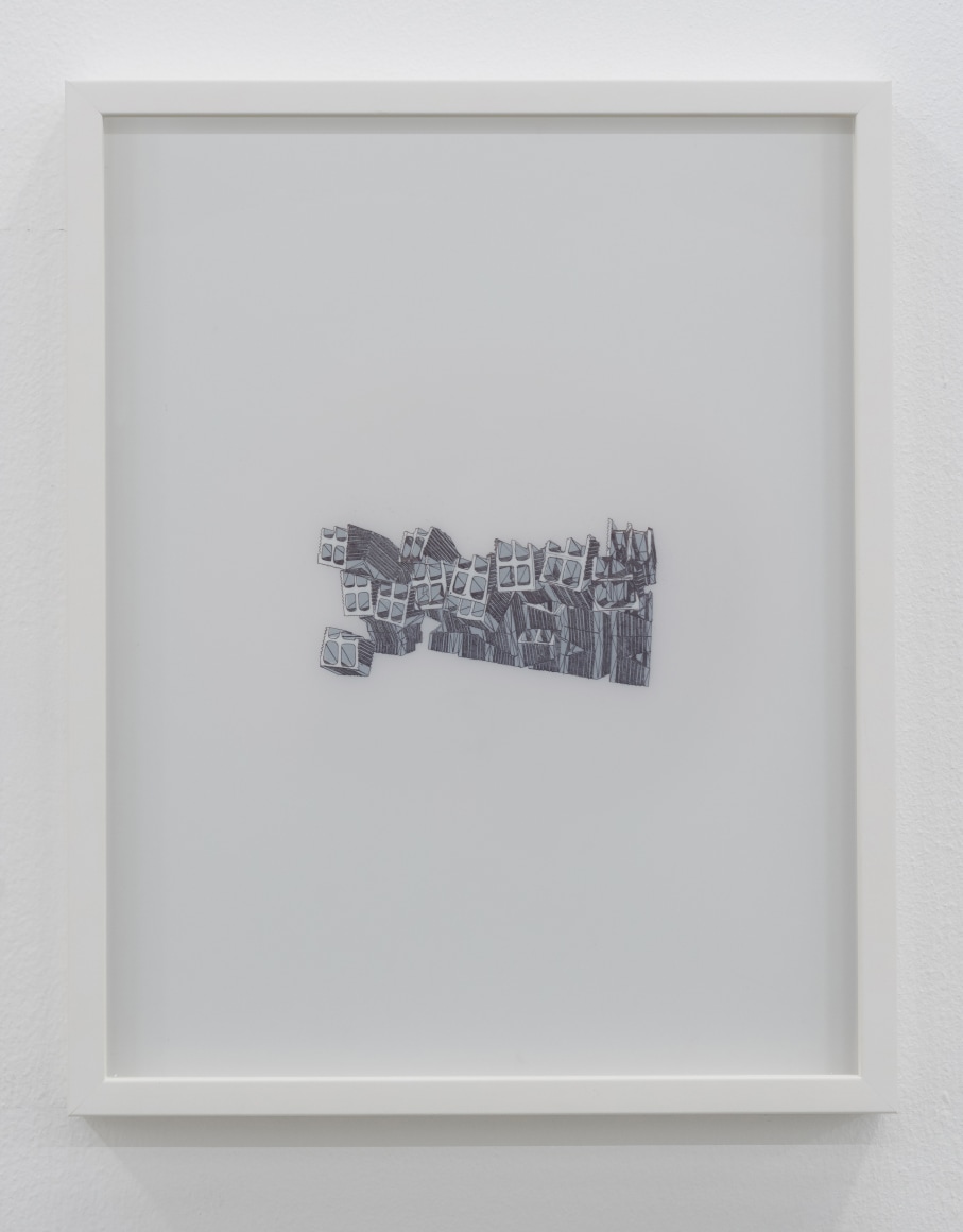 Nazgol Ansarinia, Untitled, Demolishing buildings, buying waste, 2018, Ink and marker on paper, 35.5 x 28 cm