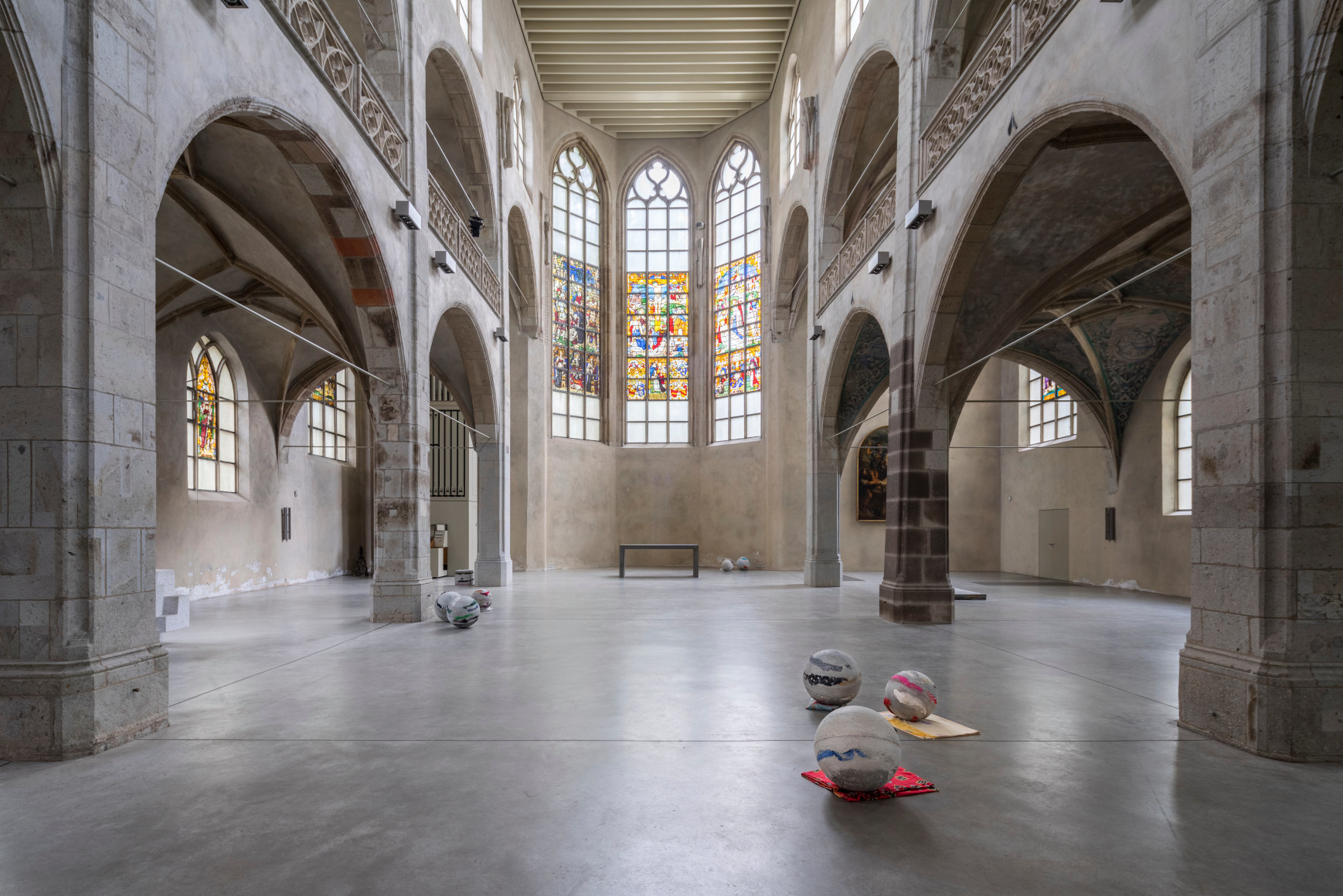 Rossella Biscotti, A shirt, blue pants, blue jeans, a towel, 2018&nbsp;, 24 sculptures, concrete, various used textiles, Dimensions variable