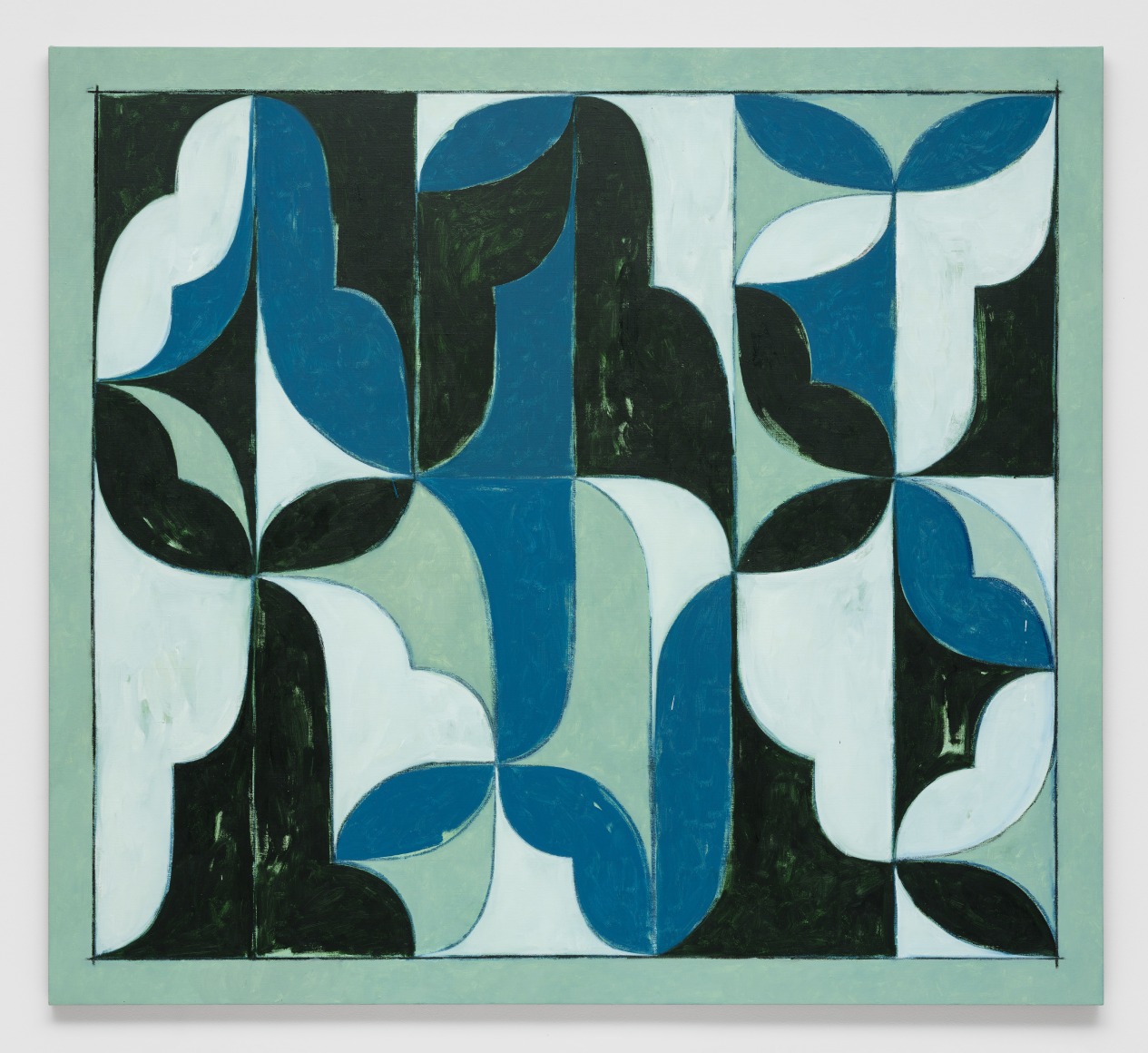 Kamrooz Aram, Untitled (Arabesque Composition), 2023, Oil, oil crayon and pencil on linen, 152.4 x 167.6 cm