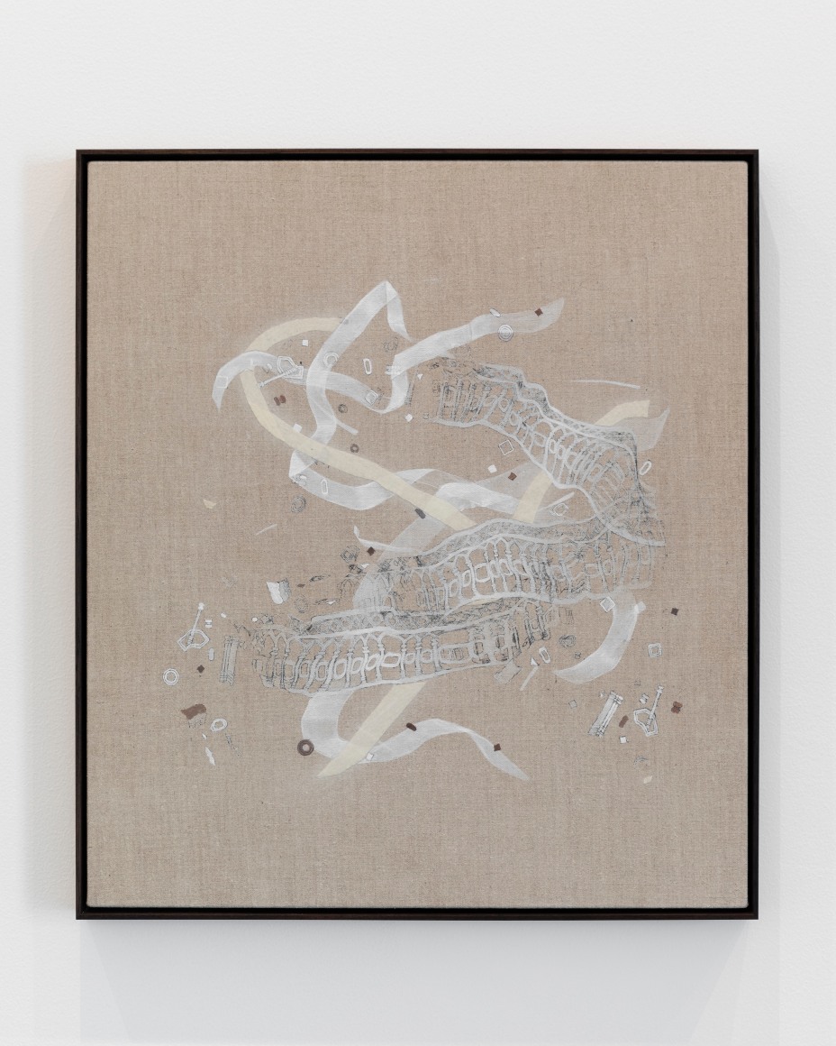 Asma Belhamar, Studies for reassessing motion 3, 2023, Mixed media on canvas, 70 x 60 cm