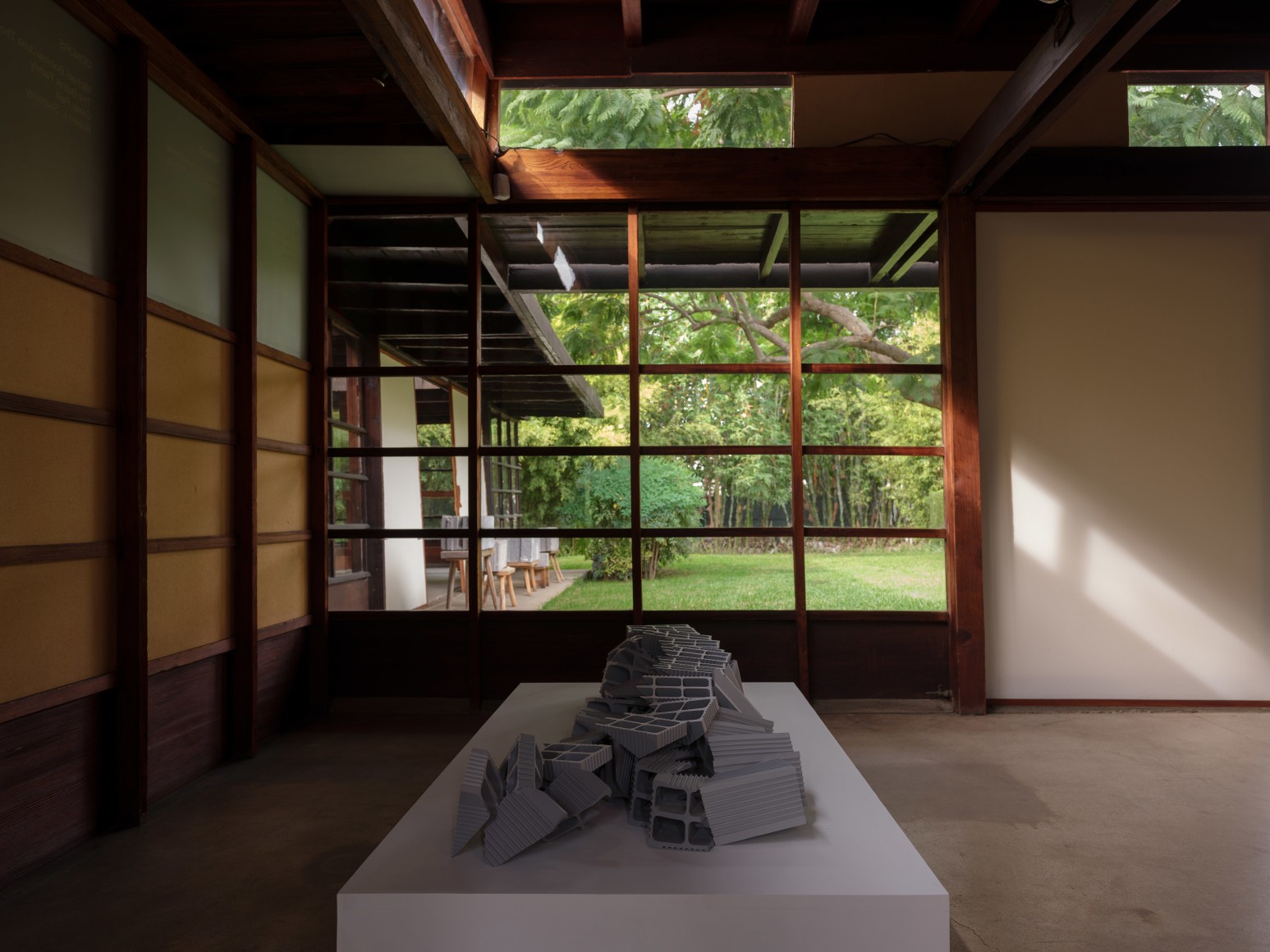 Nazgol Ansarinia,&nbsp;Ceramic Brick, Demolishing buildings, buying waste, 2017, Installation view at&nbsp;DEMO, MAK Center, Los Angeles, USA, 2020