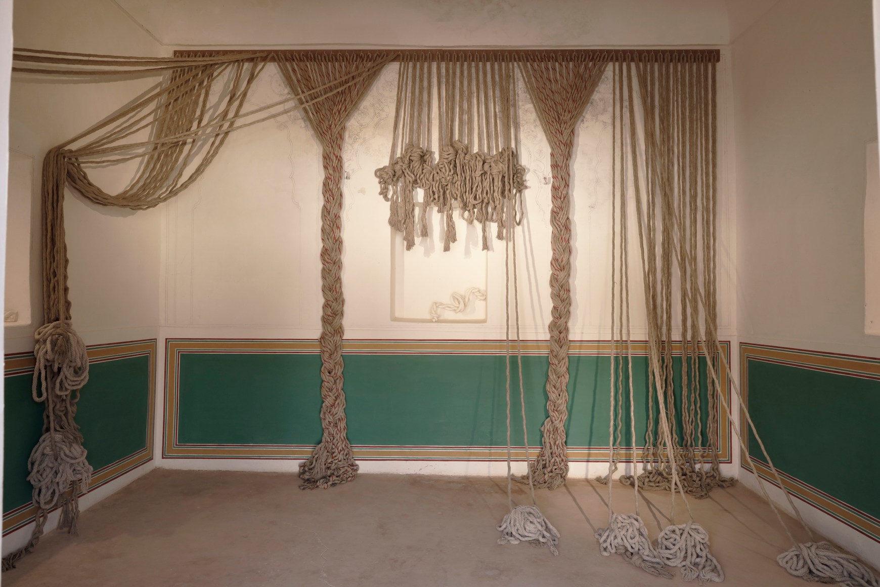 Afra Al Dhaheri, A line for the eye to wander part 1, 2025, Mixed media site-specific installations
