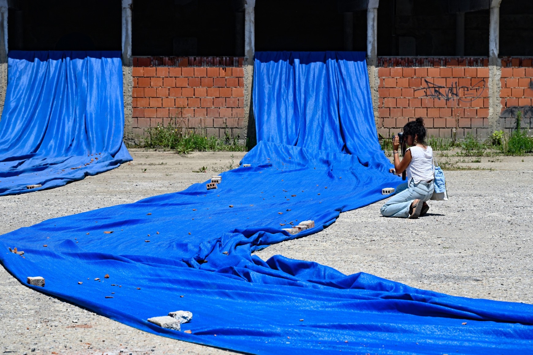 Hera Büyüktasçiyan, Who Speaks From The Dust, Who Looks From The Clay, 2023, Installation view at Brick Factory, Autostrada Biennale, Kosovo, 2023