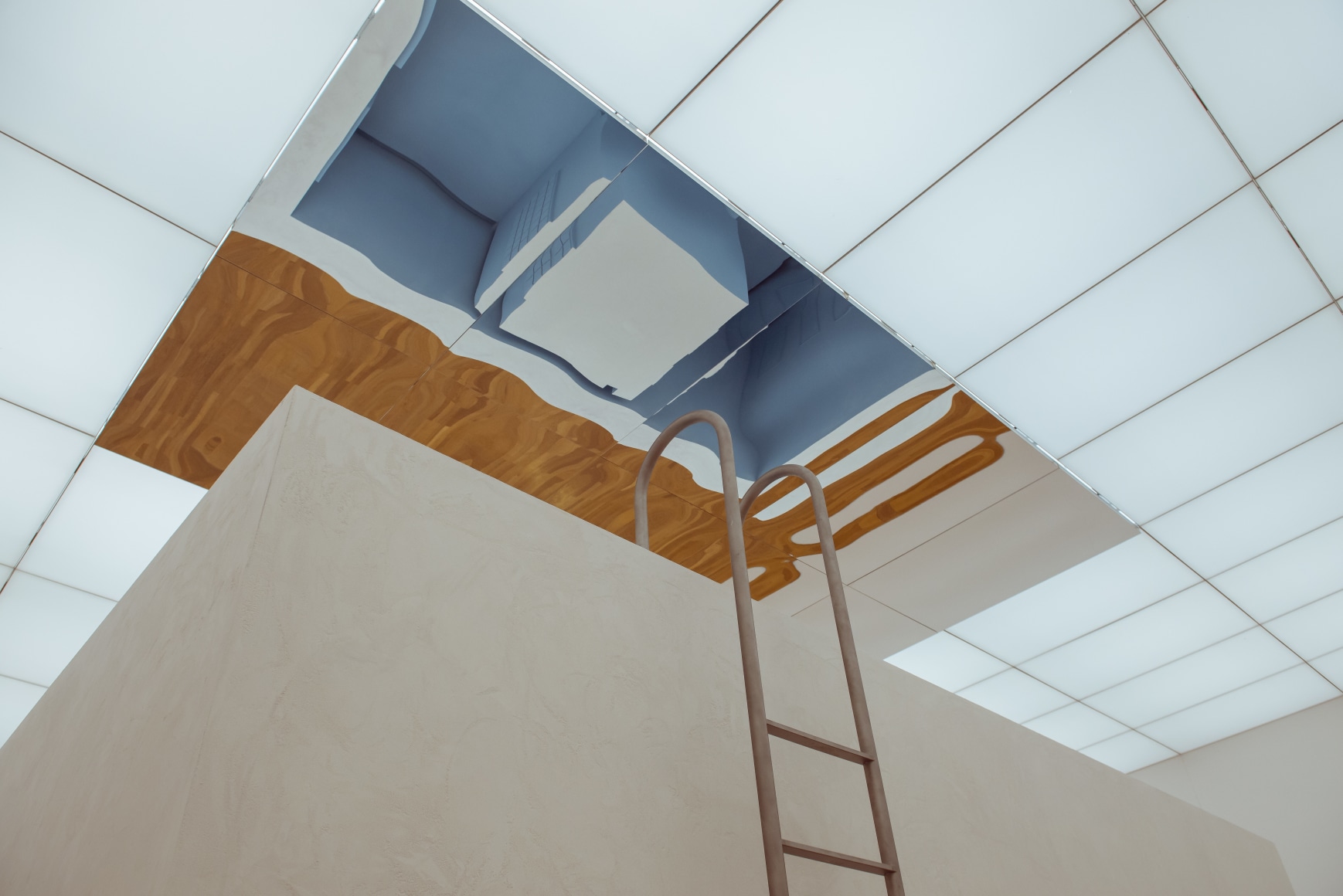 Nazgol Ansarinia, The Inverted Pool, 2019&ndash;2022, Wood, plaster, pigment, expanded polystyrene, steel, 320 &times; 360 &times; 600 cm