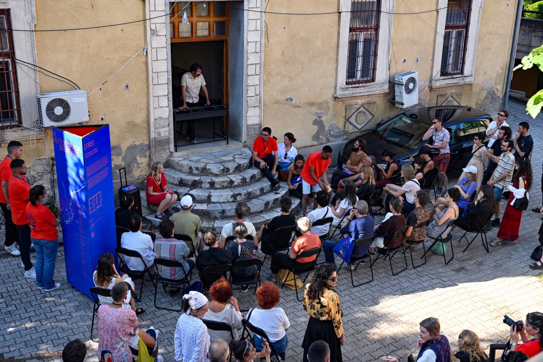 Michael Rakowitz,&nbsp;Alef Lamed Lamed Hei: G-D In Arabic-In-Hebrew Letters From An Arab-Jewish Haggadah, Baghdad, Iraq, 2023, Performance for Autostrada Biennale, Kosovo, 2023