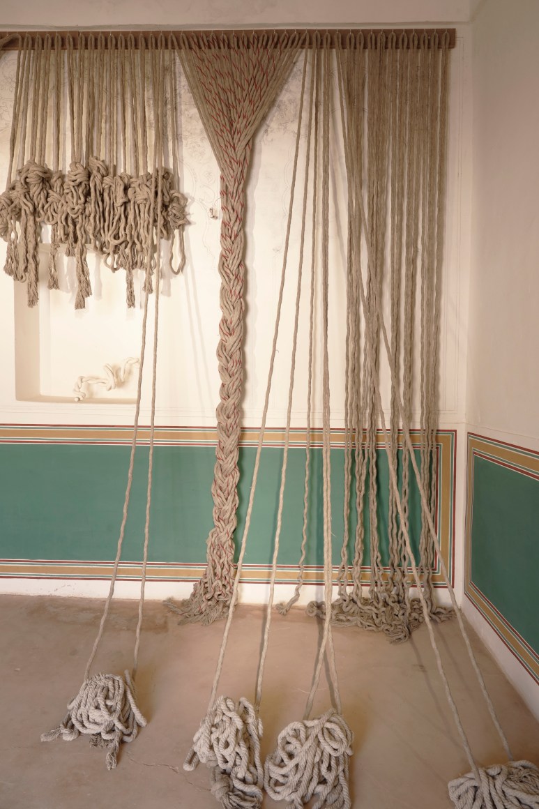 Afra Al Dhaheri, A line for the eye to wander part 1, 2025, Mixed media site-specific installations