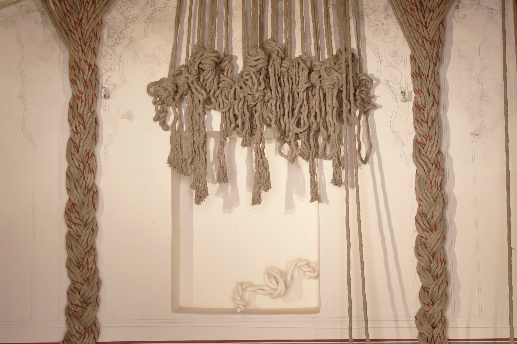 Afra Al Dhaheri, A line for the eye to wander part 1, 2025, Mixed media site-specific installations