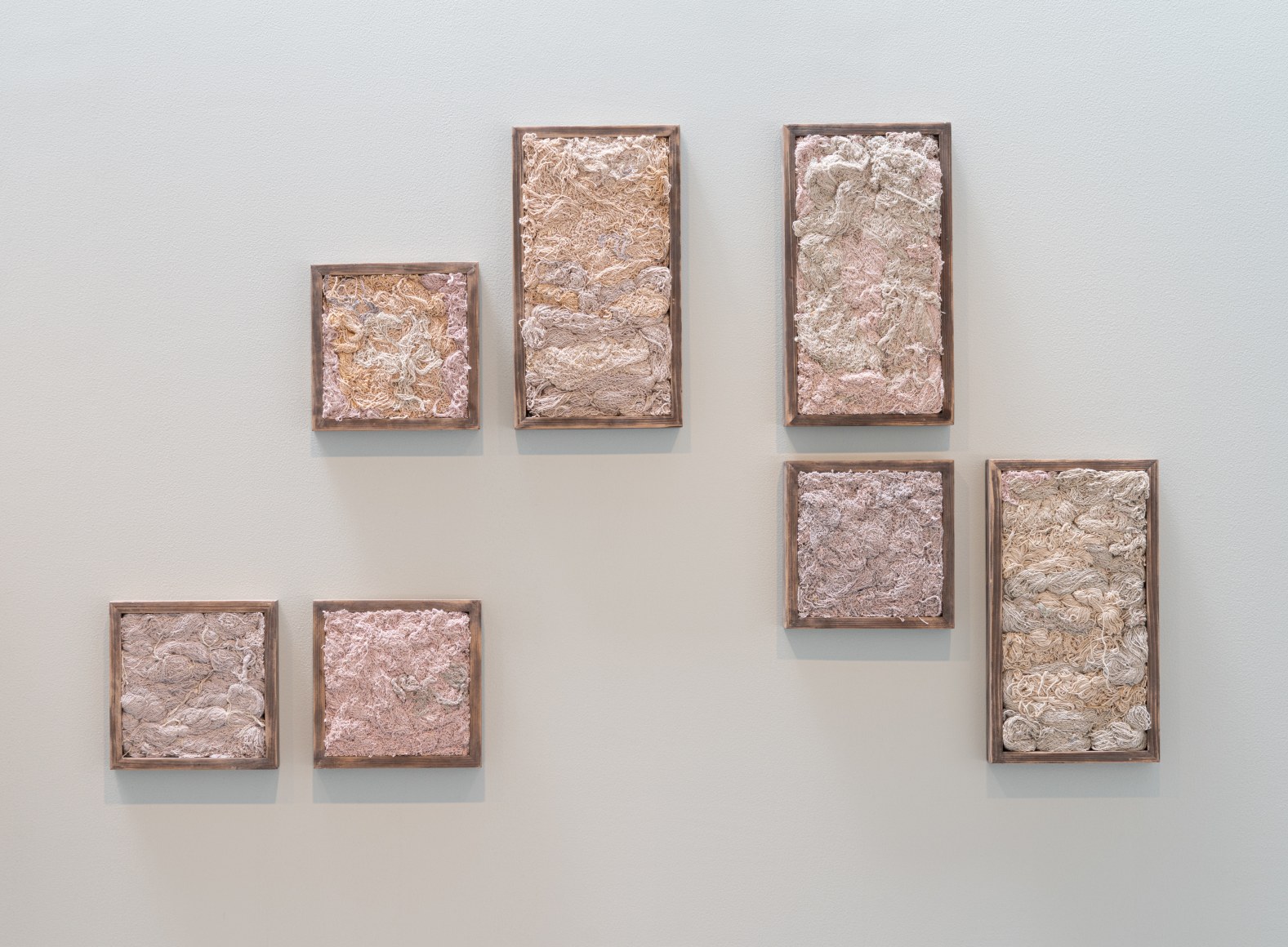 Afra Al Dhaheri, Timeframe, 2023, Dyed cotton rope and stained wood, Dimensions variable