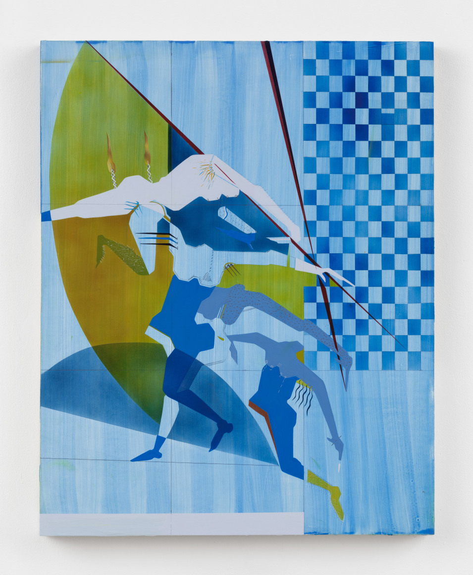 Maryam Hoseini, Sequences of Women With Long Tails (8), 2018&nbsp;, Acrylic, ink and pencil on wood panel, 76 x 45.75 cm