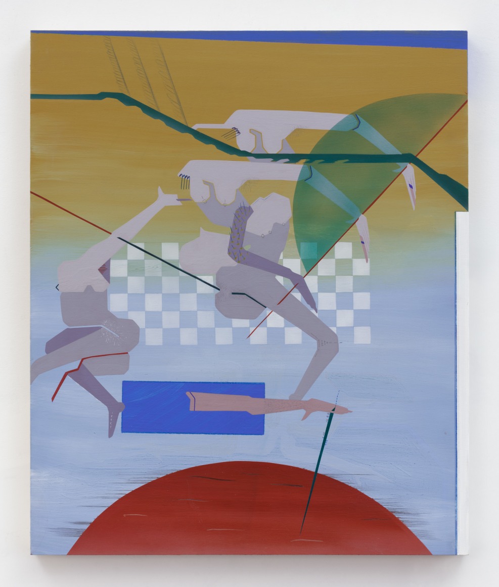 Maryam Hoseini, Sequences of Women With Long Tails (2), 2018, Acrylic, ink and pencil on wood panel, 61 x 51 cm