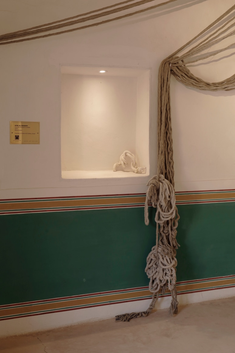 Afra Al Dhaheri, A line for the eye to wander part 1, 2025, Mixed media site-specific installations