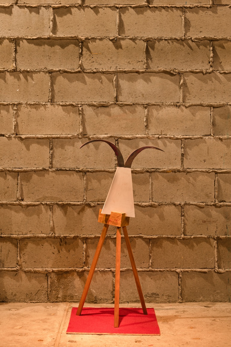 Ana Mazzei, Bode, 2019, Painted wood (peroba mica, garapeira, cedar and plywood) and painted felt