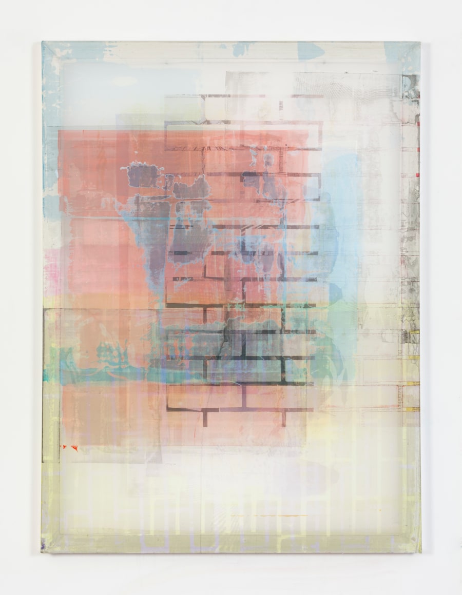 Kelley Walker  Screen to Screen 40 x 54_10, 2015  acrylic ink on silkscreen on aluminum frame  54 x 40 in. (137.2 x 101.6 cm)