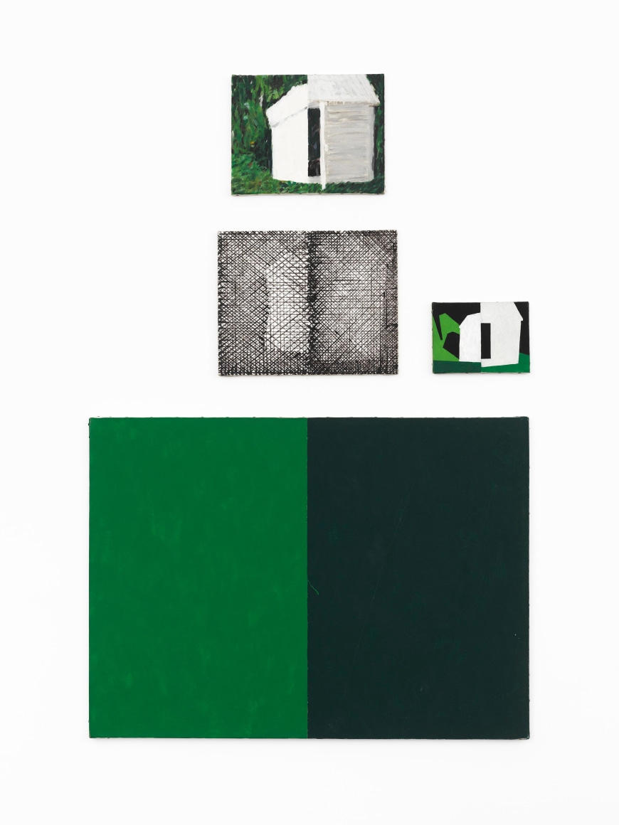 Jennifer Bartlett's &quot;House with Open Door #9,&quot; 1988, oil on four canvases, overall: 59.02 x 39.02 in. (149.9 x 99.1 cm)