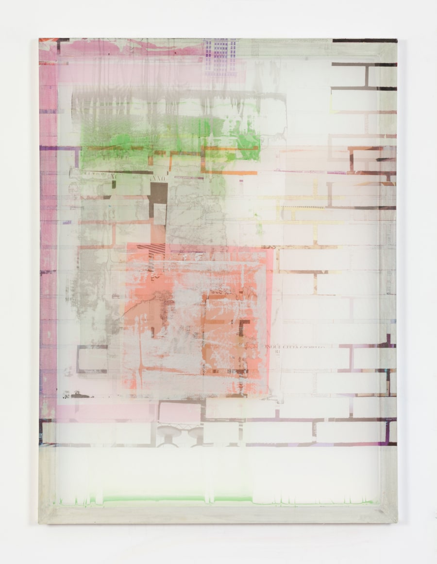 Kelley Walker Screen to Screen 40 x 54_02, 2015 acrylic ink on silkscreen on aluminum frame 54 x 40 in. (137.2 x 101.6 cm)
