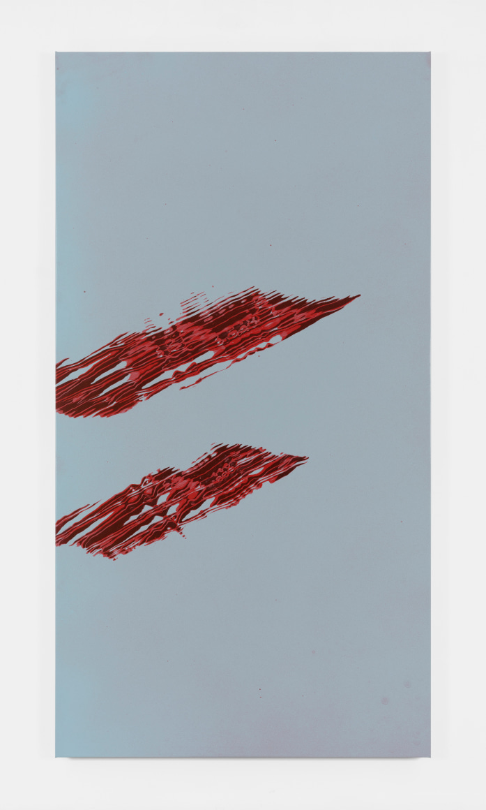 Tauba Auerbach's &quot;Grain - Meander Incision,&quot; 2018, acrylic on canvas, 90 x 48 in. (228.6 x 121.9 cm)