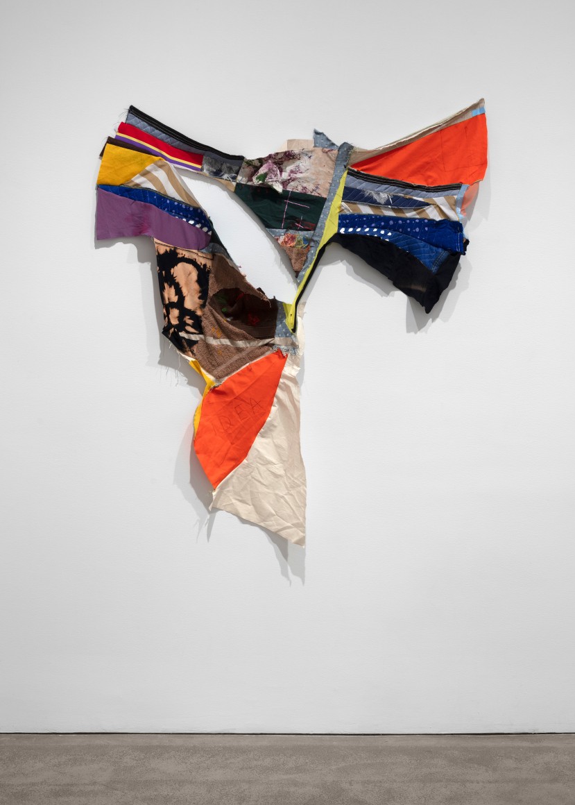 Eric N. Mack's Key, 2020 assorted fabric, acrylic, felt, feathers, toweling, graphite 46 1/2 x 45 in. (118.1 x 114.3 cm)