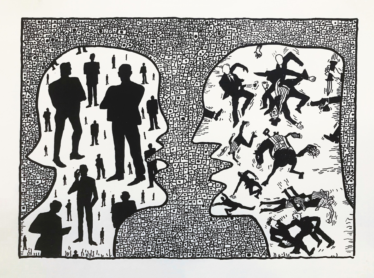 Derek Boshier, Corporate Men and Macho Men, 2021