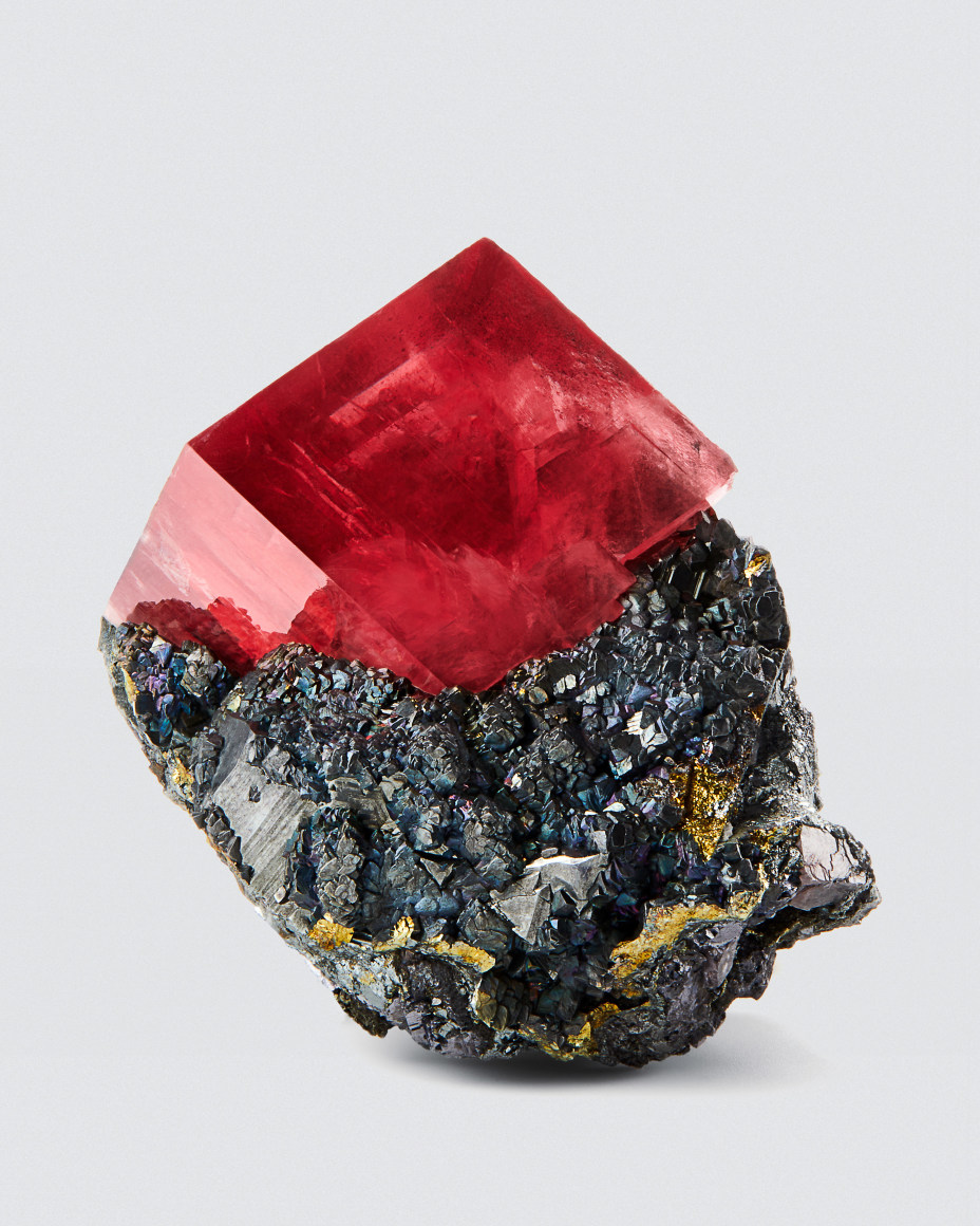 Rhodochrosite on white