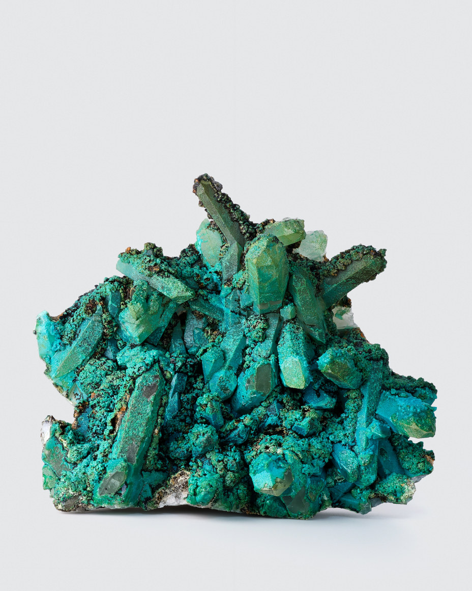 chrysocolla on quartz photo on white