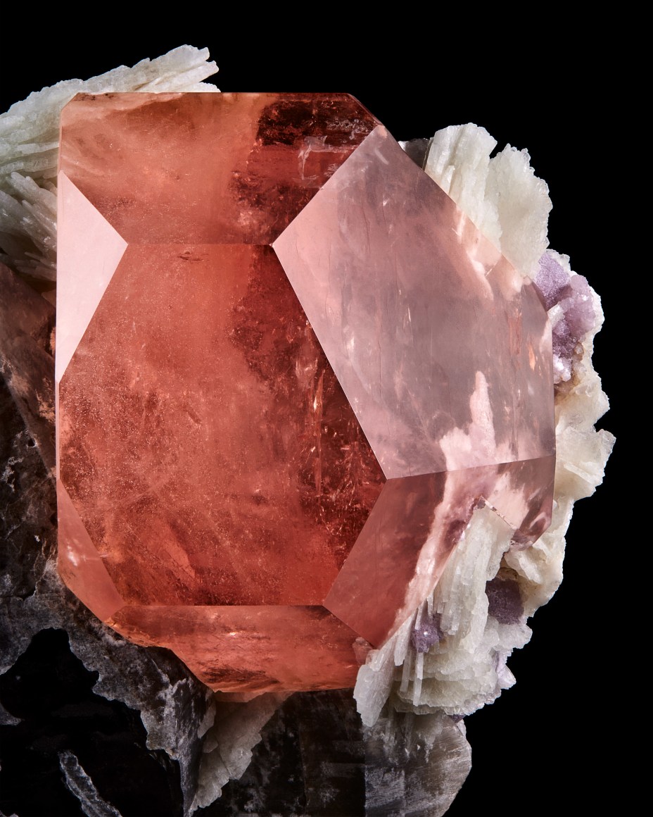 Morganite Detail for Wilensky Exquisite Minerals Habits Exhibition. Beryl Fine Minerals